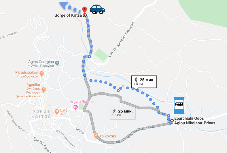 Карта остановка автобуса Критса